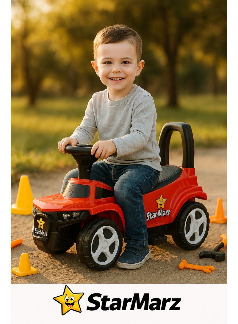 StarMarz Premium Construction Ride-On Car – Foot-to-Floor Push Car with Backrest & Tool Play Set – Toddlers (1–5Years), Red - Image 3